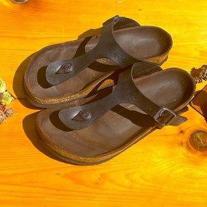 Black Birkenstock Gizeh Leather Sandal Size 37/6.5